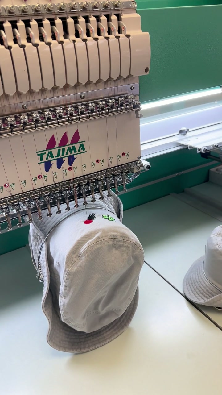 Embroidery detail — bucket hat